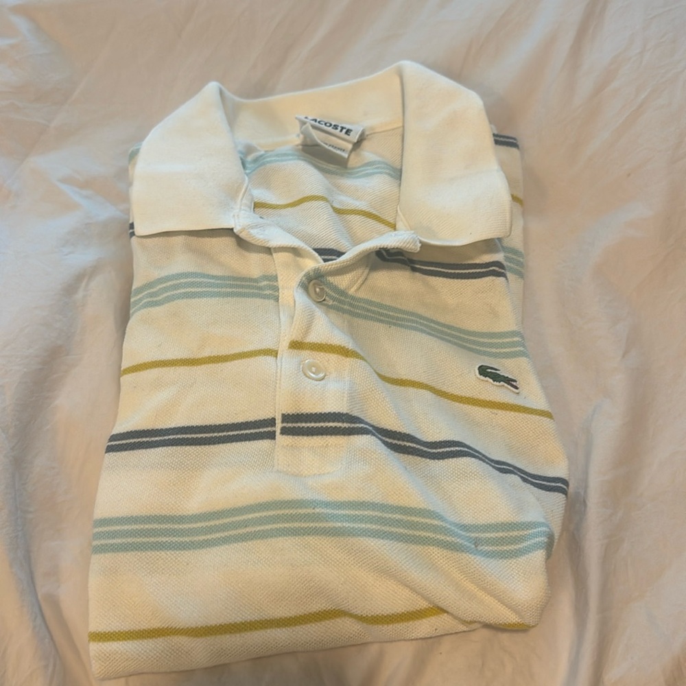 Lacoste Men’s Polo Pique Cotton Striped - Size 4/M